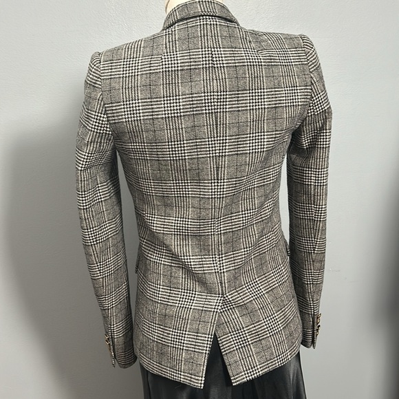 J. Crew Wool Black White Herringbone Style Single Button Blazer size 00 - Picture 5 of 15
